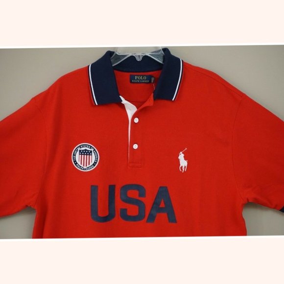 Polo Ralph Lauren Men’s Big and Tall Red USA Polo Shirt Size LT - Picture 3 of 5